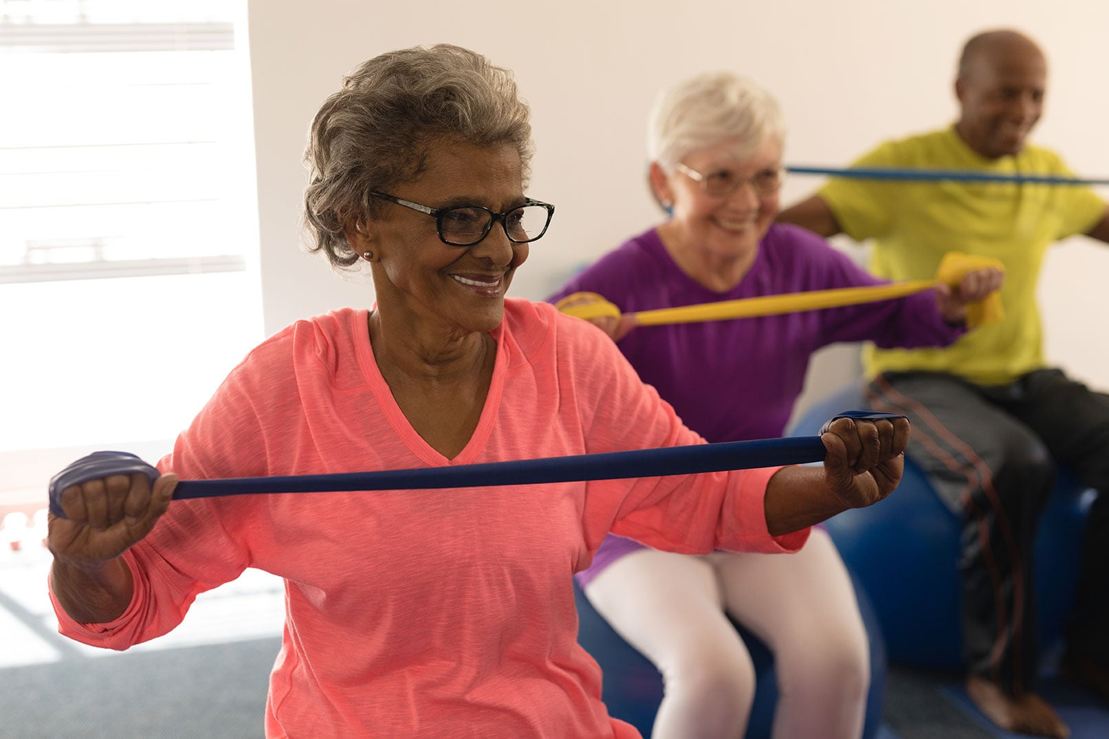 Residents taking part in an exercise class at Providence Meadows